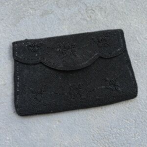 Vivant by Sarne Beaded Black Clutch Bag